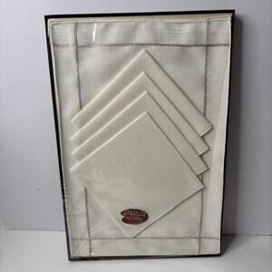 Vintage White‎ Ivory & Gold Placemats & Napkins Set of 4 NIB Rayon Modern Living